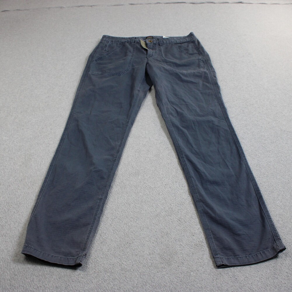 J Crew Pants Women 4 Blue City Chino Straight Cotton Casual Zip Pockets Ripstop
